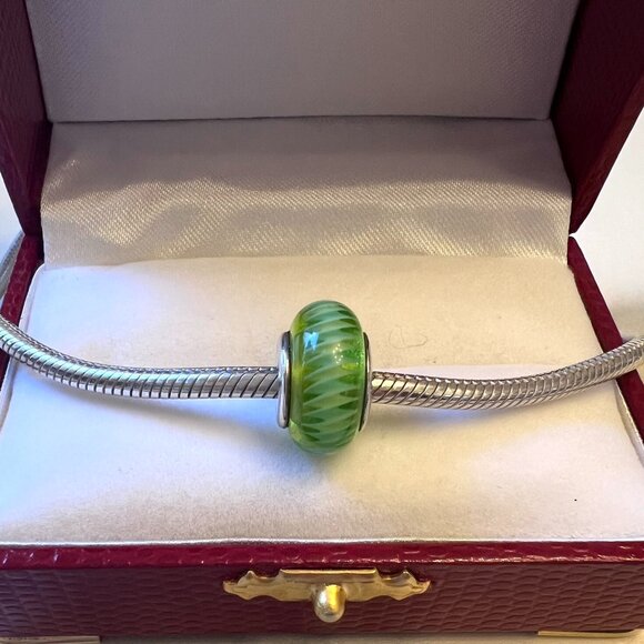 Pandora Green and Blue Murano Glass and .925 Sterling Silver Charm - Picture 1 of 6